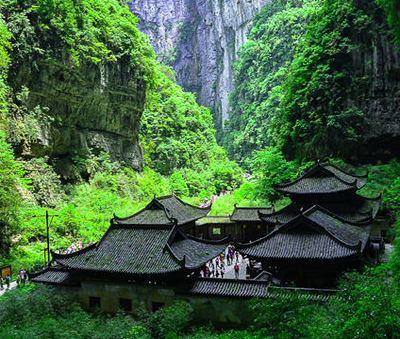 3d明信片展现重庆天生三桥秀丽风景